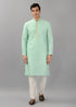 Aqua Green Gold Embroidered Kurta Set