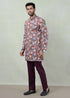 Wine Floral Brush Kurta