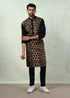 Black Golden Prismatic Block Print Kurta