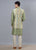 OLIVE GREEN MULTI WEAVE  KURTA  WITH JACKET