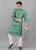 Green Free Hand Floral Kurta Set
