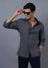 GREY EMB PLACKET SHIRT