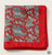 Vibrant Red & Slate Blue Paisley Silk Pocket Square