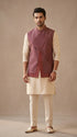 Maroon Pintucks Hexa Emb.