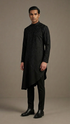 Jet Black Abstract Texture Kurta