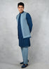 Blue Kurta Set with Layered Jacket