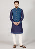 Dark Teal Blue Kurta Set with Jacket